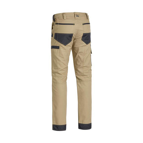Bisley Flex & Move Stretch Pant featuring black pockets, double-layer shaped knees, and a curved waistband, designed for durability and functionality, ideal for safety and work environments.