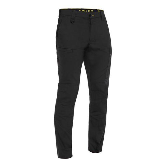 Bisley X Airflow Stretch Ripstop Vented Cargo Pant, featuring articulated knees, multifunctional pockets, and reflective zip leg ventilation with hi-vis yellow mesh, ideal for active outdoor pursuits.