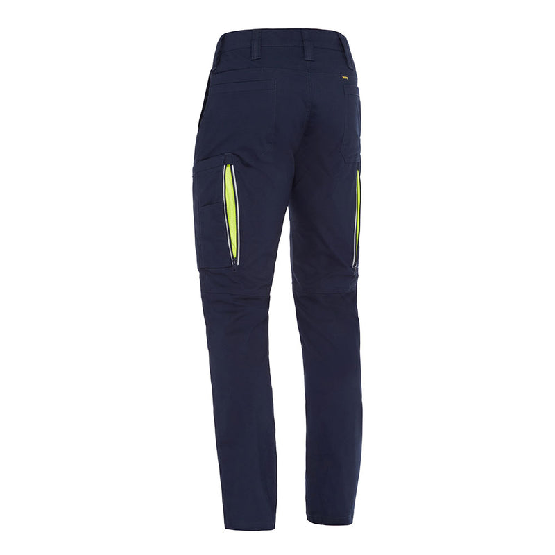 Load image into Gallery viewer, Bisley X Airflow Stretch Ripstop Vented Cargo Pant features articulated knees, zippered hi-vis lined cargo pockets, and a straight waistband with reinforced belt loops, ideal for safety-focused work environments.
