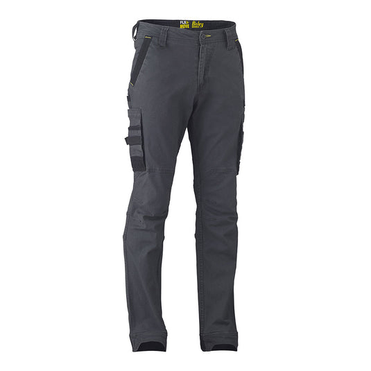Bisley Flex & Move Stretch Utility Cargo Pants with reinforced belt loops, oversized cargo pockets, and contoured knee design, ideal for workplace durability and comfort, aligning with Active Safety's commitment to quality workwear.