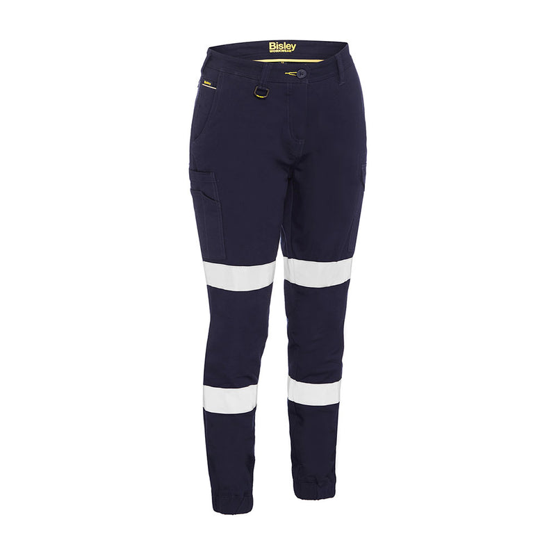 Load image into Gallery viewer, Bisley Womens Taped Cotton Cargo Cuffed Pants, Navy