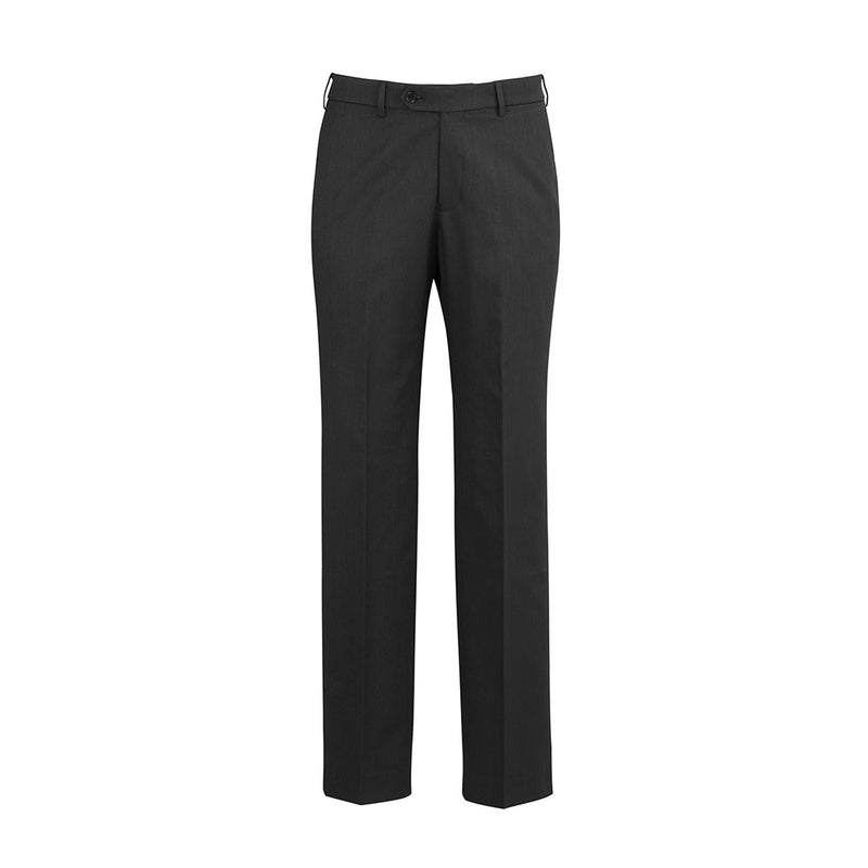 Load image into Gallery viewer, Biz Mens Classic Flat Pant with a streamlined, flat front design and straight leg, featuring a mid-rise fit. Includes front side pockets, two back hip pockets, and offers mechanical stretch for comfort.