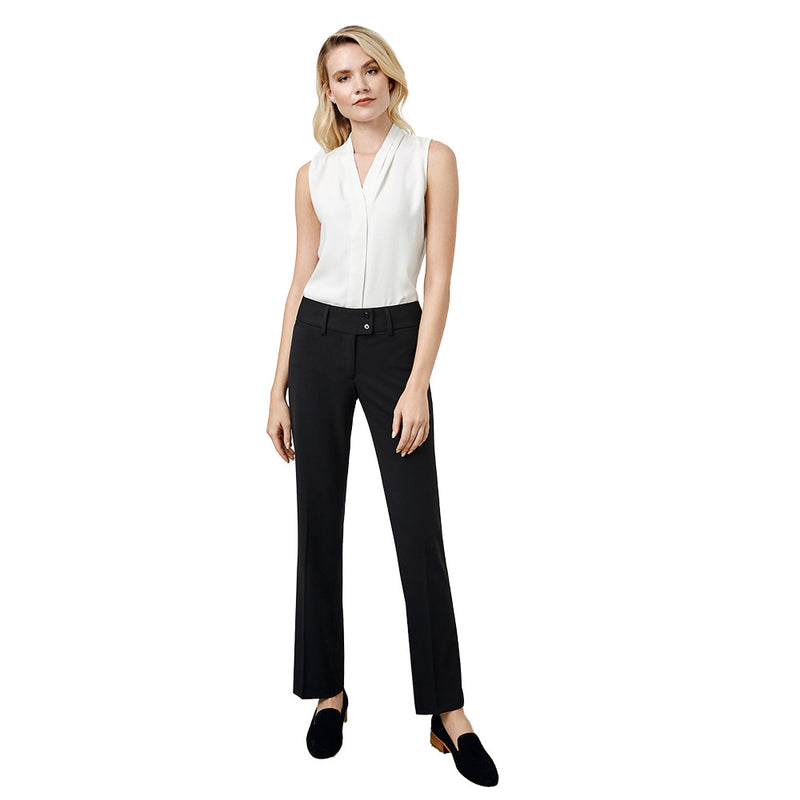 Load image into Gallery viewer, Biz Womens Kate Perfect Pant, featuring a classic straight leg and midrise with a wider waistband. Made from stretch fabric for comfort, these pants include discreet front and back pockets for a sleek look.