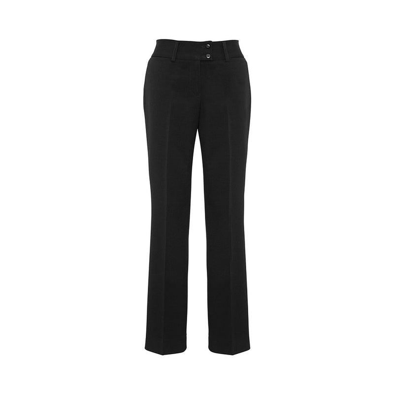 Load image into Gallery viewer, Biz Ladies Eve Perfect Pant featuring a midrise, wider waistband, and classic straight leg. Designed with 4-way stretch for comfort and tailored fit, highlighting functional front and back pockets.