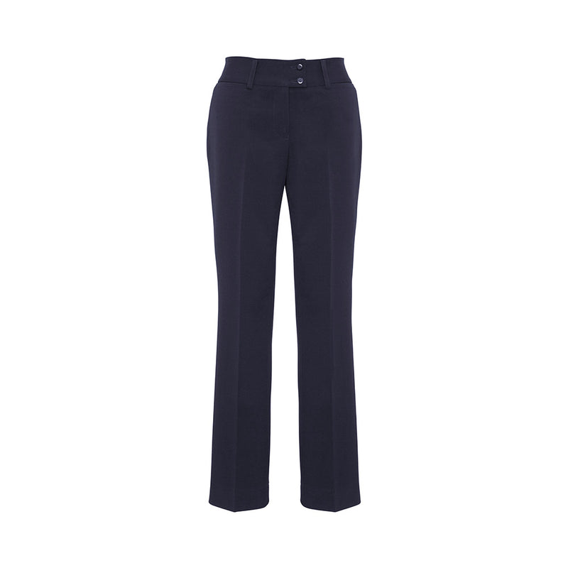 Load image into Gallery viewer, Biz Ladies Eve Perfect Pant, showcasing a flattering fit with midrise and straight leg design, complemented by a white belt. Ideal for comfort and style, featuring low profile pockets and 4-way stretch fabric.