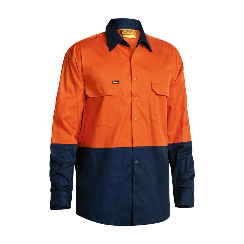 Load image into Gallery viewer, Bisley Hi Vis Lightweight Cotton Drill Long Sleeve Shirt