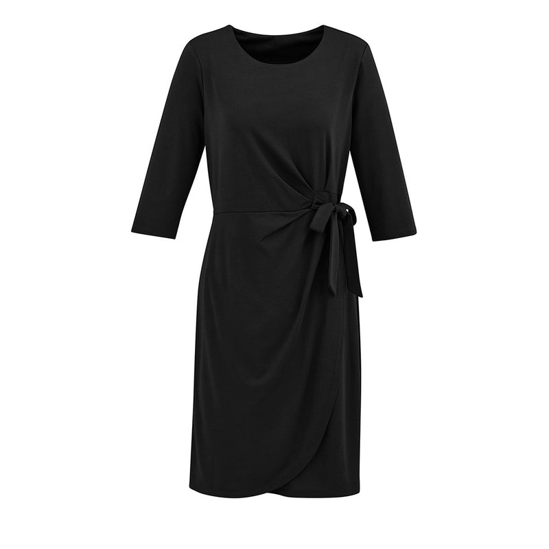 Load image into Gallery viewer, Biz Ladies Paris Dress, featuring a sleek pop-over design with side tie and faux wrap front, ideal for versatile wear. Crafted for comfort, this dress complements an active safety-conscious lifestyle.