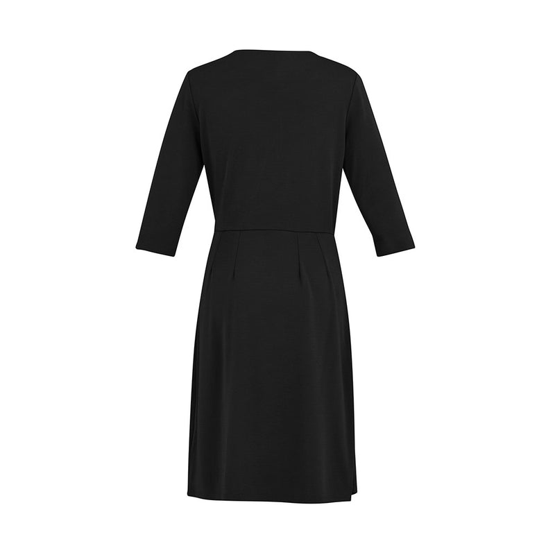 Load image into Gallery viewer, Biz Ladies Paris Dress features a long-sleeved design with a faux wrap front, offering a flattering fit. This pop-over style dress is crafted from a soft, crease-resistant Ponte Roma Knit fabric.