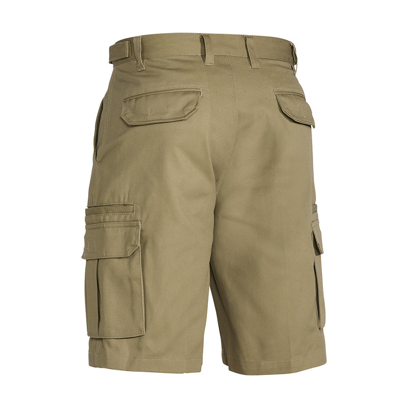 Load image into Gallery viewer, Bisley 8 Pocket Cargo Short, featuring adjustable side tabs, multiple pockets, and reinforced belt loops, ideal for workwear. Close-up highlights durable fabric and pocket details, reflecting Active Safety's commitment to quality safety clothing.