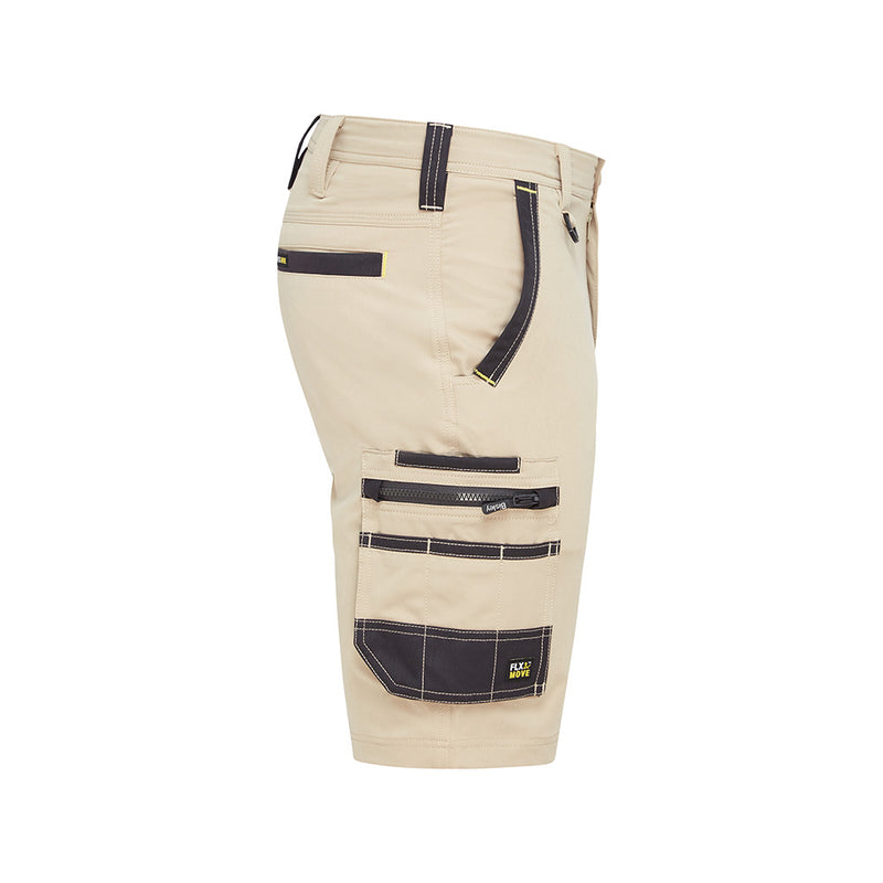 Load image into Gallery viewer, Bisley Flex & Move 4-Way Stretch Zip Cargo Short featuring multifunctional pockets and YKK zipper, designed with a curved waistband and Cordura® for durability in high-stress areas. Ideal for active workplace environments.