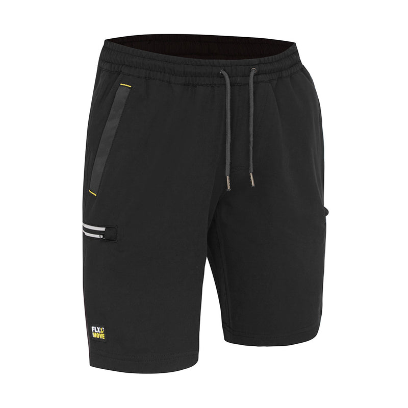 Load image into Gallery viewer, Bisley Flex & Move 4-Way Stretch Elastic Waist Cargo Short featuring reflective side zip pockets and durable Cordura® fabric on stress areas, designed for comfort and movement, suitable for active safety environments.