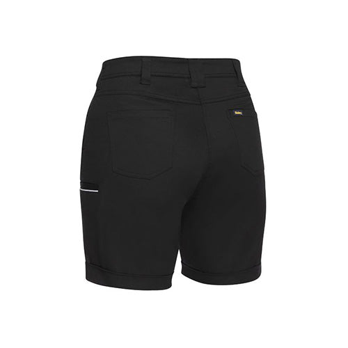 Load image into Gallery viewer, Bisley Women’s Stretch Cotton Short featuring a mid-rise fit, angled side pockets, and cuffed hem, perfect for active workwear needs.