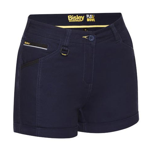 Load image into Gallery viewer, Bisley Women’s Flex and Move Short Short features a stretch mid-rise fit with a curved waistband, Cordura® reinforced areas, and multiple pockets for functionality, ideal for work environments prioritizing safety and comfort.