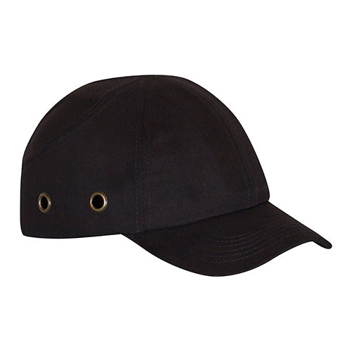 Apex Head Mate Bump Cap: Black, featuring a protective baseball cap design with three small ventilation holes, ideal for preventing minor overhead bumps, offered by Active Safety, experts in workplace safety gear.
