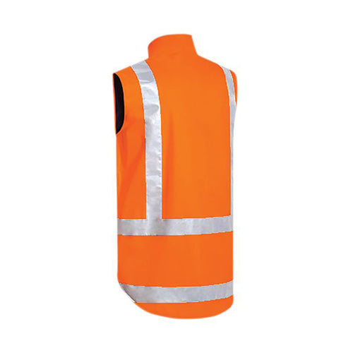 Bisley TTMC-W17 Fleece Lined Vest, featuring reflective H pattern, dual-entry pockets, and shaped collar. Ideal for safety and comfort with waterproof, breathable fabric and polar fleece lining.