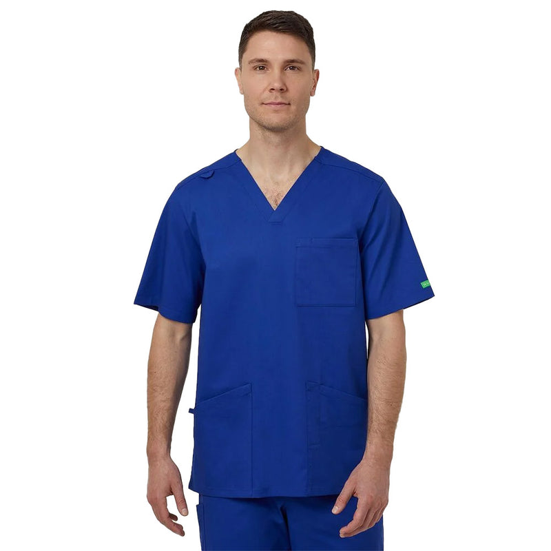 Load image into Gallery viewer, NNT Chang V Neck Scrub Top features a relaxed unisex fit, V neckline, and side splits. Equipped with chest and patch pockets, key and ID loops, enhancing utility for healthcare professionals.