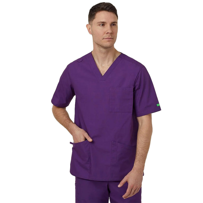 Load image into Gallery viewer, NNT Chang V Neck Scrub Top features a unisex fit with a V neckline and side splits. It includes chest and patch pockets, essential loops, and antibacterial fabric, ideal for healthcare professionals.