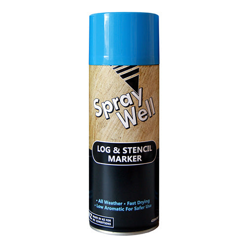 SprayWell Log & Stencil Marker, Blue: Carton/12 - A close-up image of the spray can, designed for marking logs and various surfaces, ideal for forestry and industrial use.