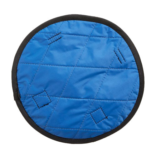 Load image into Gallery viewer, Thorzt Hard Hat Cooling Crown Pad with blue and black design, featuring a comfortable cotton outer and polymer cooling fabric inner, designed to easily attach to hard hats for effective cooling during work.