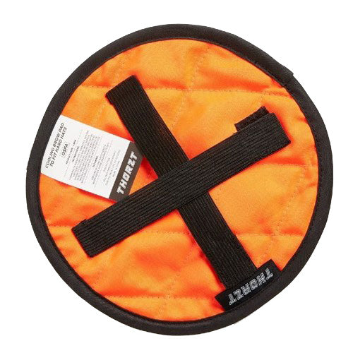 Thorzt Hard Hat Cooling Crown Pad, shown close-up, featuring a cotton outer lining and unique polymer cooling fabric. Designed for easy attachment to hard hats, providing an instant cooling effect during intensive work.