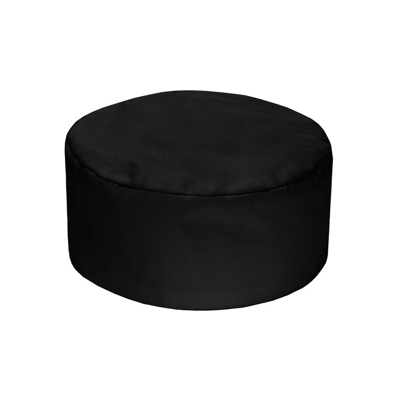 Load image into Gallery viewer, Biz Chef Cap with a flat top and wide band, featuring an elasticated back for comfort. Made from a polyester-cotton blend, ideal for professional chefs seeking durable, comfortable headwear.