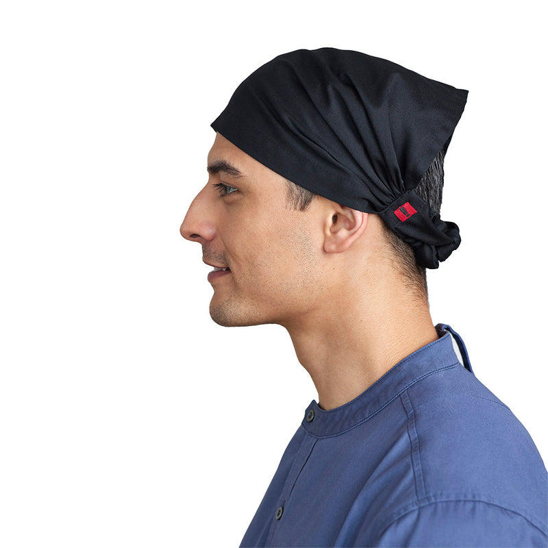 Load image into Gallery viewer, Biz Twist Chef Bandana, ergonomically designed with elastic back and adjustable ties for a secure fit, ideal for keeping sweat away during active or culinary tasks. Made from recycled PET polyester and cotton twill.