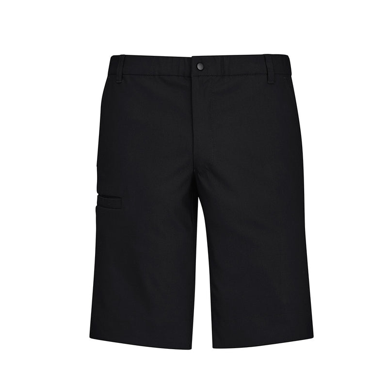 Load image into Gallery viewer, Biz Mens Comfort Waist Cargo Short featuring a subtle elastic waistband and straight leg design, finishes just above the knee. Includes angled side pockets and a Velcro welt pocket, ideal for active work environments.
