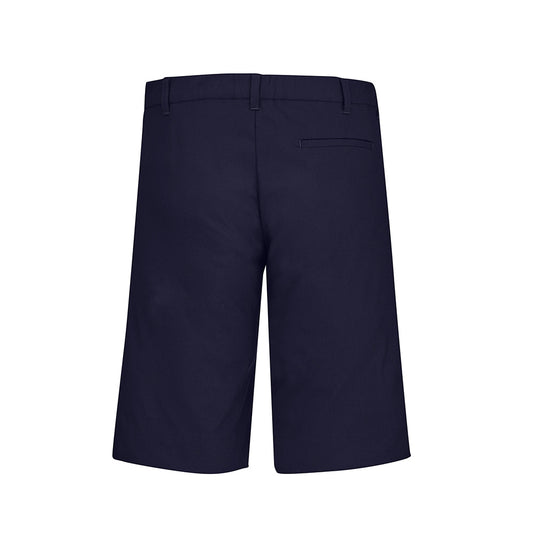 Biz Mens Comfort Waist Cargo Short with a subtle elastic waistband and straight-leg design, featuring front angled pockets and a Velcro closure back pocket, ideal for active, functional work roles.