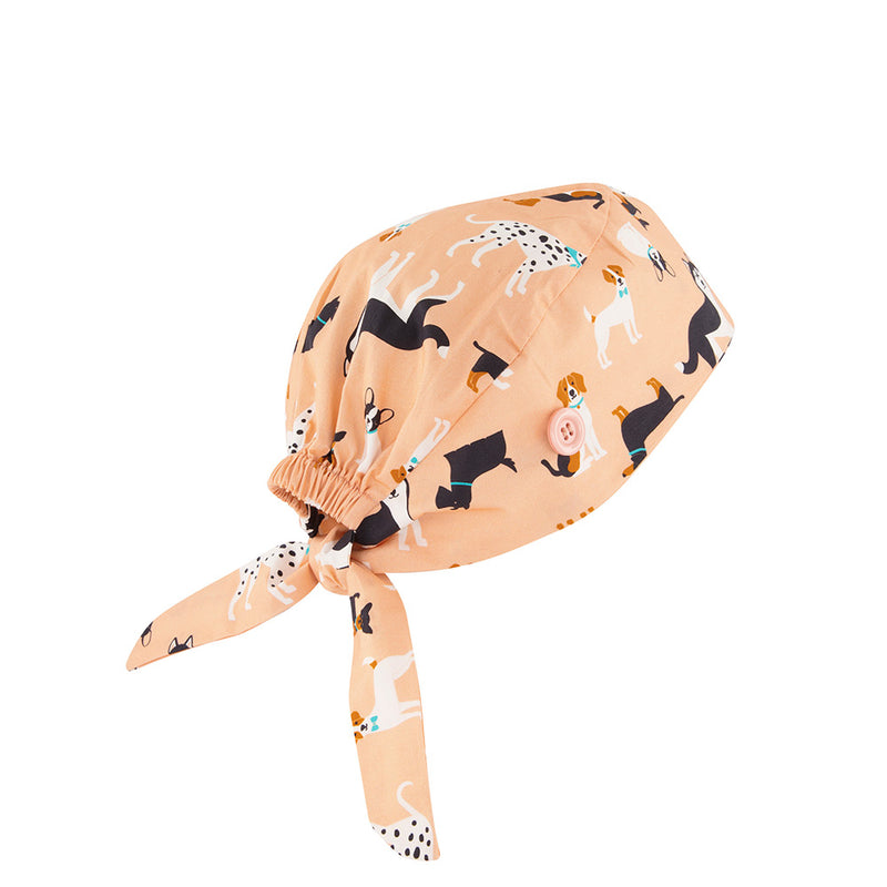 Load image into Gallery viewer, Biz Unisex Printed Scrub Cap with elastic back and tie, designed for easy fitting over buns. Side buttons for mask attachment, crafted from breathable 100% cotton for comfort.