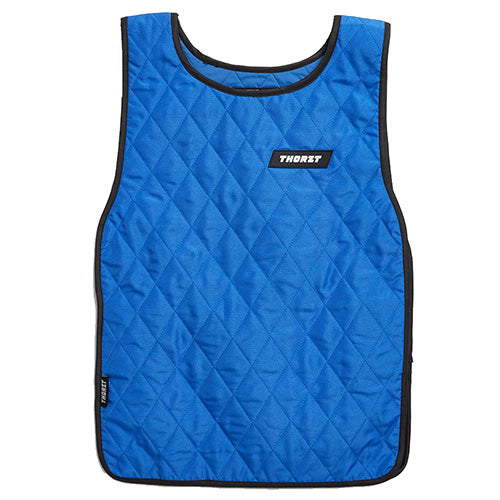 Thorzt Evaporative Cooling Slip-Over Vest, a lightweight quilted vest with black trim, offers cooling comfort with a simple slip-on design and velcro side fastening, ideal for active safety environments.