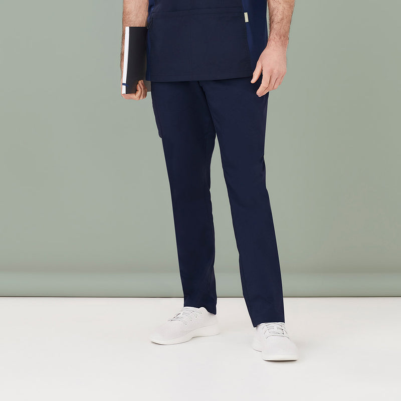 Load image into Gallery viewer, Biz Mens Riley Straight Leg Scrub Pant designed for healthcare professionals, features durable cotton-rich fabric with cargo pockets, utility loops, and a yoga-style waistband, balancing comfort and functionality for demanding shifts.