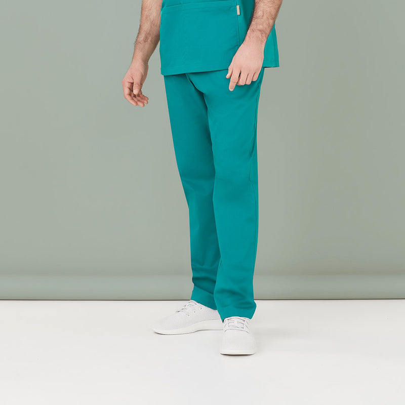 Load image into Gallery viewer, Biz Mens Riley Straight Leg Scrub Pant with yoga-style waistband, utility loops, and cargo pockets, designed for healthcare professionals prioritizing comfort and durability with cotton-rich, antibacterial stretch panels.