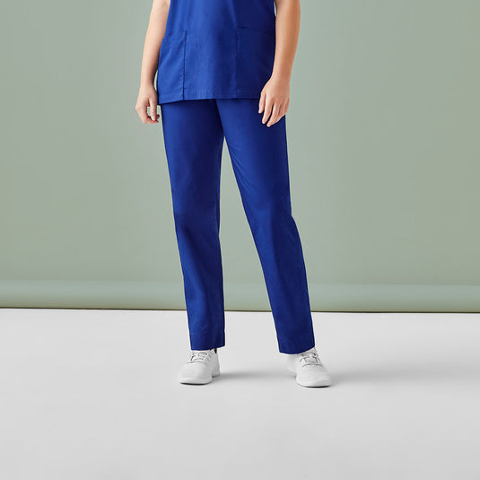 Biz Unisex Hartwell Reversible Scrub Pant, featuring dual-side chest and back pockets, designed for durability in commercial laundromats, with RFID chip compatibility and trims optimized for industrial washing.
