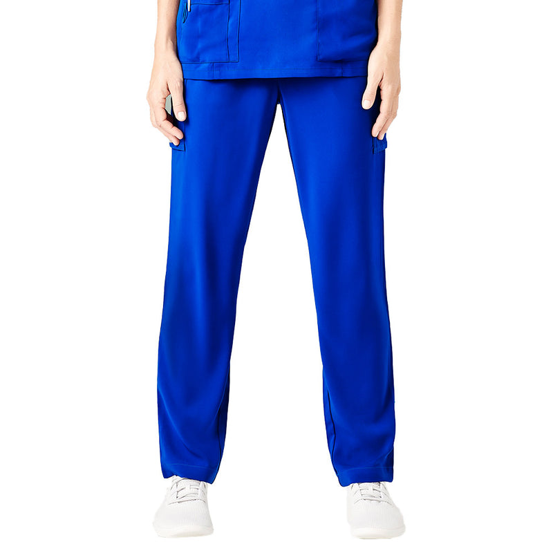 Load image into Gallery viewer, Biz Womens Avery Slim Leg Scrub Pant featuring a slim, tapered leg with multiple utility pockets and an elastic waist. Designed for professional environments, offering comfort and durability suitable for active workplace settings.