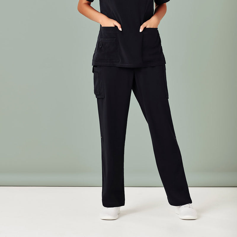 Load image into Gallery viewer, Biz Womens Avery Straight Leg Scrub Pant features a sleek design with functional front and cargo pockets, elastic waist, and utility loops, ideal for professional settings requiring durable and comfortable workwear.