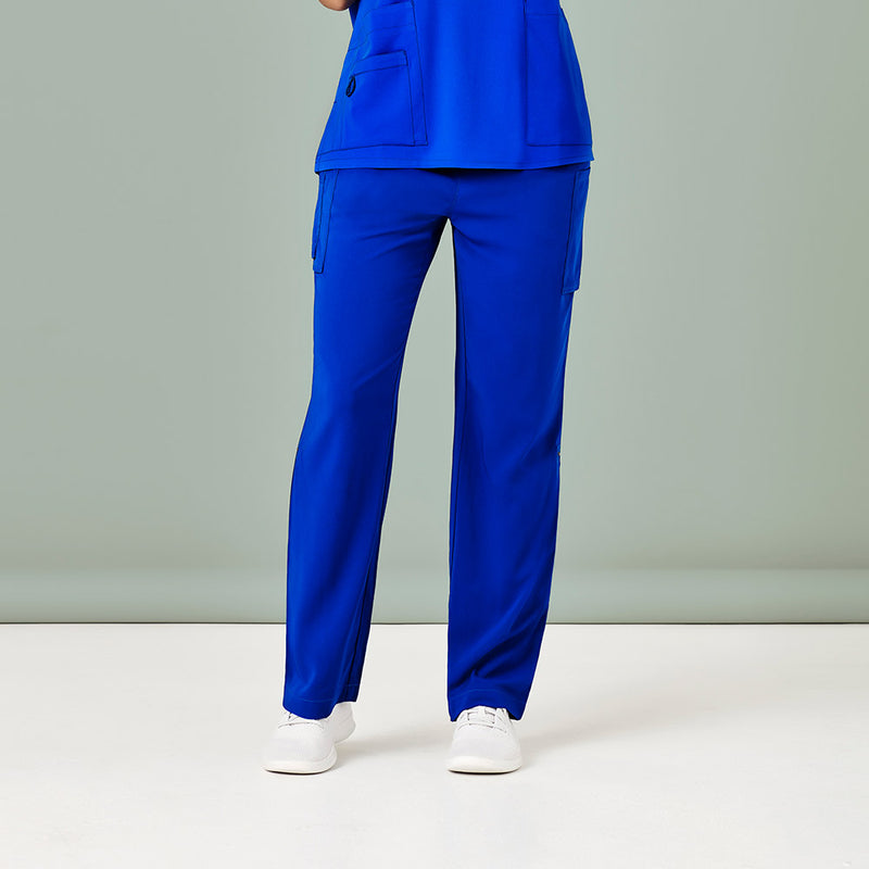Load image into Gallery viewer, Biz Womens Avery Straight Leg Scrub Pant featuring a clean, corporate look with multiple functional pockets, utility loops, and elastic waist. Ideal for professional settings, these pants offer comfort and durability for active work environments.