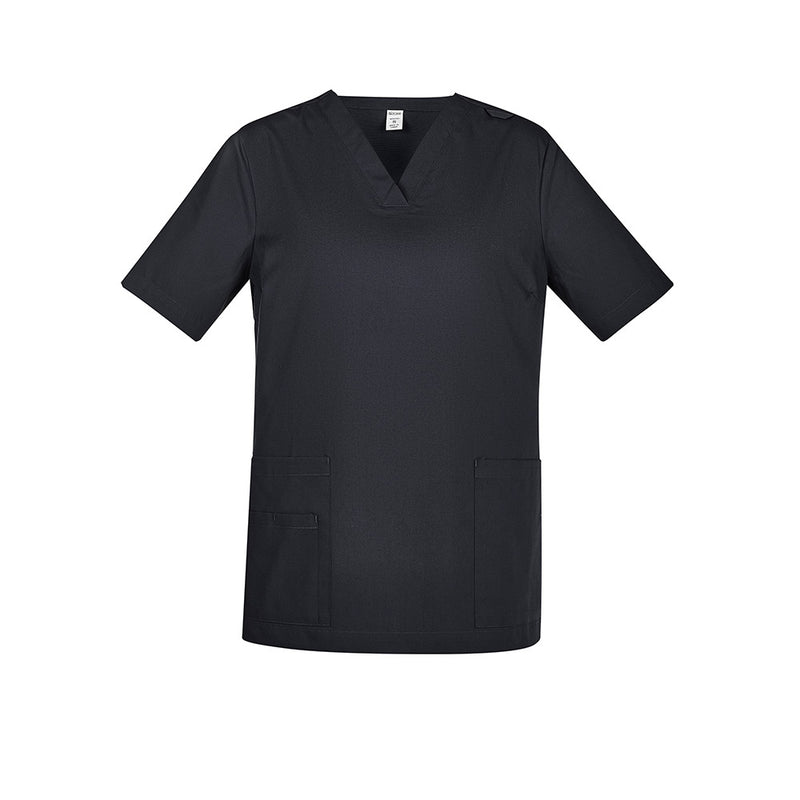 Load image into Gallery viewer, Biz Womens Tokyo Scrub Top featuring a traditional V-neck, side splits, and durable cargo pockets. Enhanced with SilverPlus® antibacterial treatment, it offers odor control and durability, ideal for workplace safety and comfort.