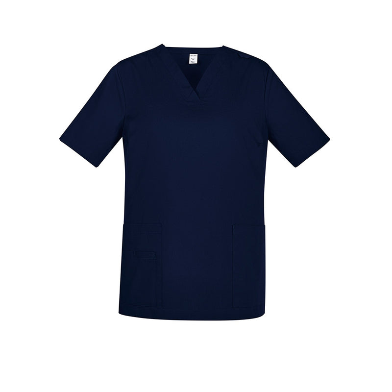Load image into Gallery viewer, Biz Womens Tokyo Scrub Top, featuring a traditional V-neck, ID badge loop, deep cargo pockets, side splits, and durable bar-tacked stress points, enhanced with SilverPlus® antibacterial treatment for odor control.