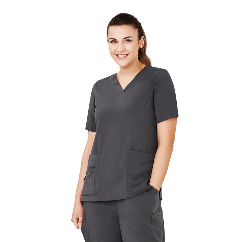 Load image into Gallery viewer, Bizcare Womens Avery V Neck Scrub Top, featuring a soft, durable fabric with 5 pockets and utility loops, ideal for demanding environments and warmer climates, designed for comfort and functionality.
