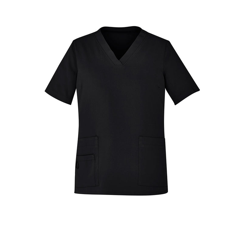 Load image into Gallery viewer, Bizcare Womens Avery V Neck Scrub Top, designed for demanding environments with a soft, durable polyester-elastane blend, features five pockets, utility loops, and functional side splits for optimal movement.