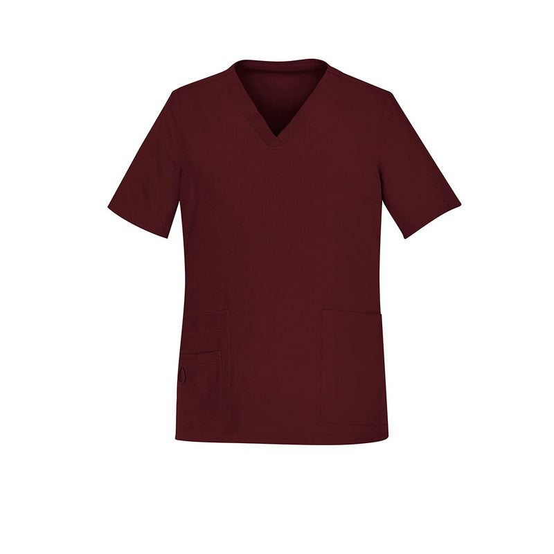 Load image into Gallery viewer, Bizcare Womens Avery V Neck Scrub Top, designed for durability and comfort, features five pockets, utility loops, a bungee loop, and functional side splits, ideal for demanding work environments.