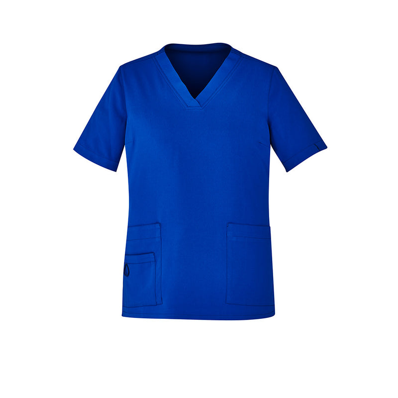 Load image into Gallery viewer, Bizcare Womens Avery V Neck Scrub Top, designed for comfort and durability, features five pockets, utility loops, a bungee loop, and functional side splits, ideal for demanding work environments.