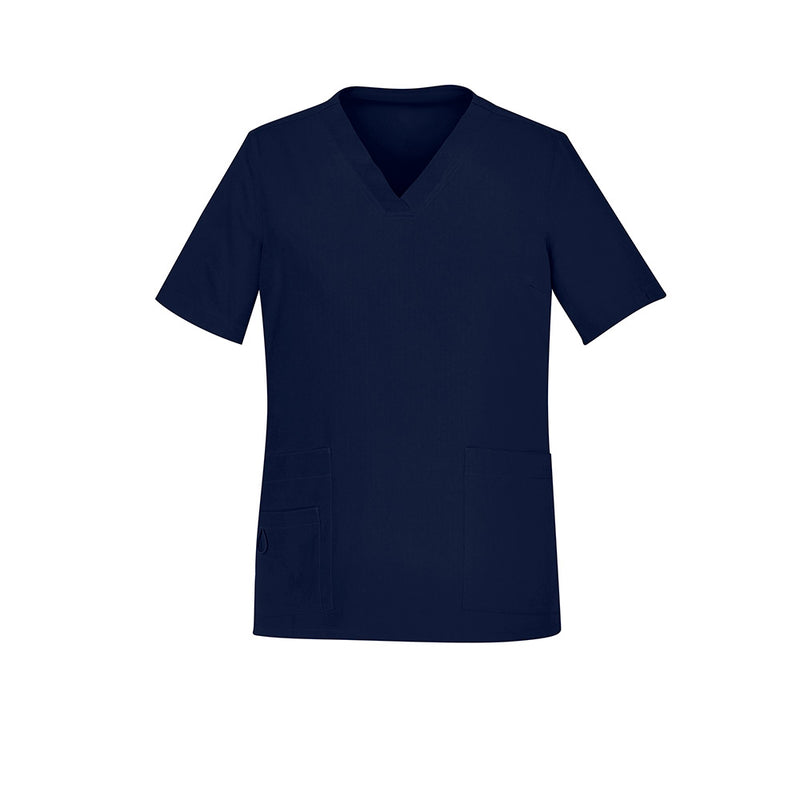 Load image into Gallery viewer, Bizcare Womens Avery V Neck Scrub Top: Soft, durable, easy-care fabric with functional design, featuring 5 pockets, utility loops, and a bungee loop, ideal for active work environments.