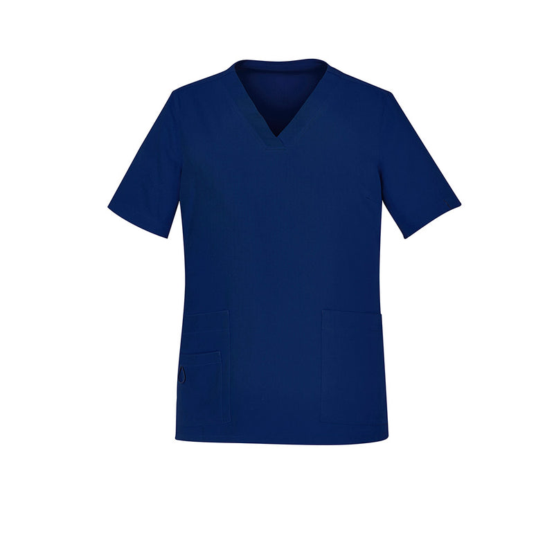 Load image into Gallery viewer, Bizcare Womens Avery V Neck Scrub Top, designed for comfort and durability, features a modest neckline, functional side splits, utility loops, and five pockets. Ideal for active safety and healthcare environments.