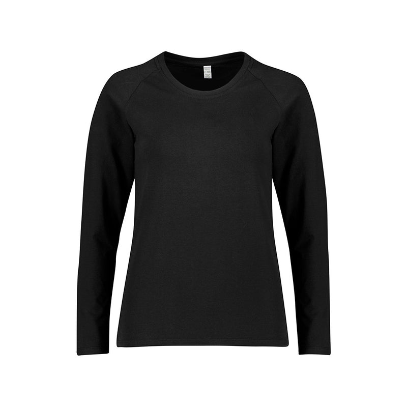 Load image into Gallery viewer, Biz Performance Women’s Long Sleeve Tee, featuring raglan sleeves for enhanced movement. Made of soft cotton with Silverplus® antibacterial protection, ideal as a base layer or standalone. Perfect for active safety environments.