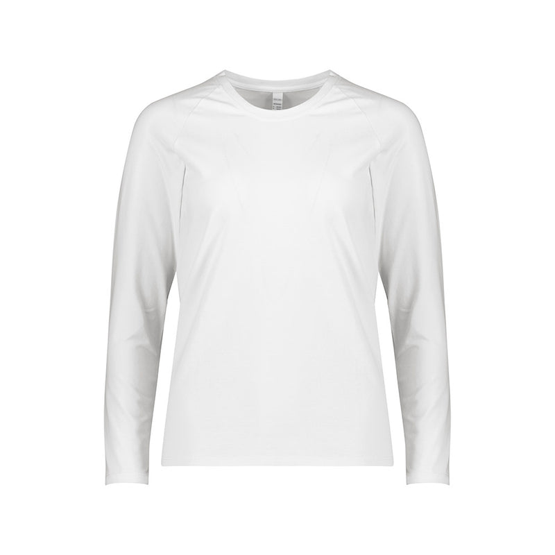 Load image into Gallery viewer, Biz Performance Women’s Long Sleeve Tee, featuring raglan sleeves for enhanced movement. Made from soft cotton with Silverplus® antibacterial protection, offering comfort and hygiene. Ideal for layering or standalone wear.