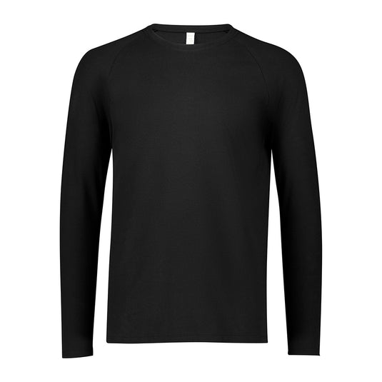 Biz Performance Men’s Long Sleeve Tee showcasing its raglan sleeves and streamlined design, ideal for active wear or as a base layer, featuring antibacterial and odour protection for enhanced comfort and movement.