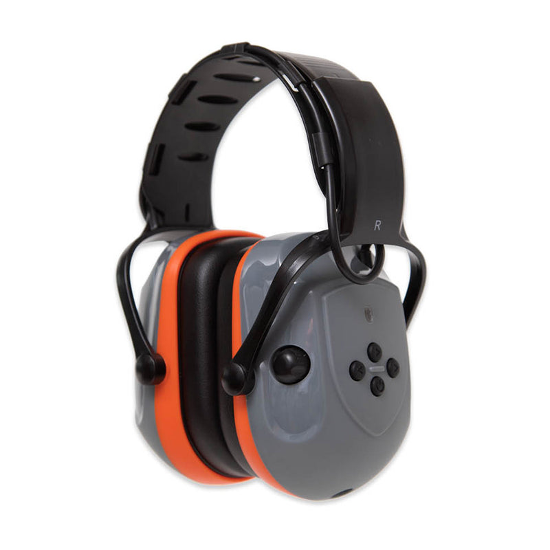Load image into Gallery viewer, Esko Max28 Bluetooth Earmuff with integrated controls and a sleek design, ideal for streaming music and making calls, featuring a game controller-inspired button layout for easy operation.