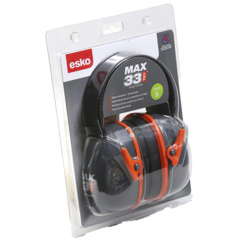 Load image into Gallery viewer, Esko Max33 707 Headband Earmuff, Class 5, showcases industrial-grade over-ear hearing protection with MAX 33 dB noise reduction, a robust design, and comfortable padding, ideal for high-noise environments.