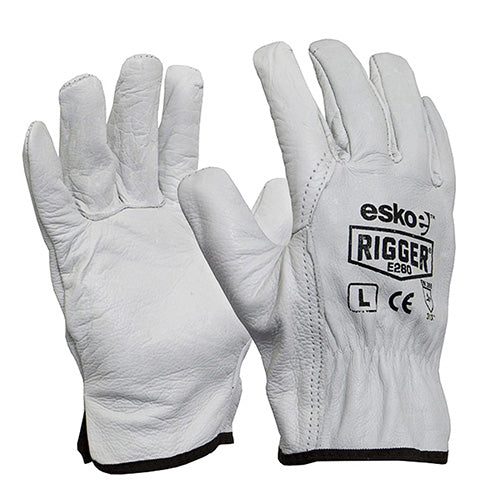 Esko Leather Rigger Cowhide Glove, featuring premium full grain leather, known for its softness, durability, and dexterity. Ideal for safety, these gloves are a top choice in New Zealand.
